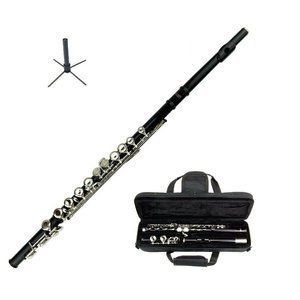 New Student 16 Hole  Black Flute with Case+Stand